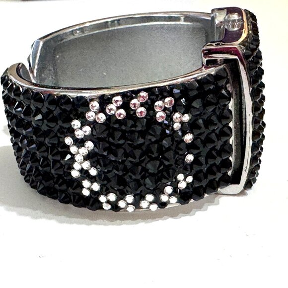 Jimmy Crystal New York Square Shape Wristwatch Watch Black/Clear Crystals - Picture 6 of 13